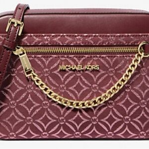 Michael Kors Wine Crossbody Bag with Gold Chain- Brand New